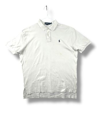 Polo Ralph Lauren Blanc logo bleu marine - Taille L
