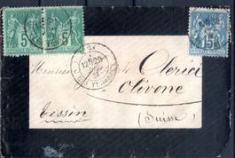 1881 BRIEF LION NACH OLIVONE M. INHALT MISCHFRANKATUR - EE19
