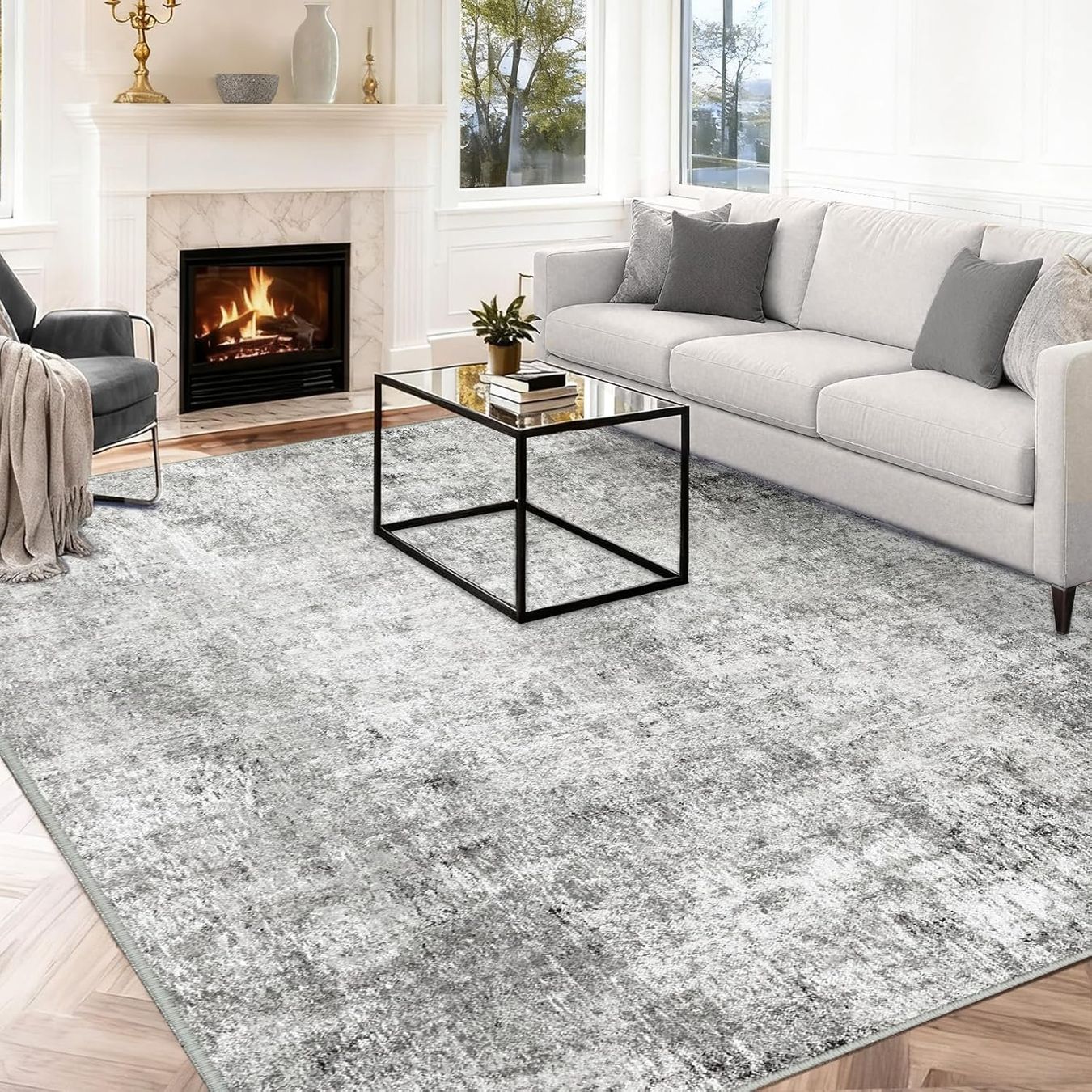Teppich 240x300 cm grau weiss waschbar rutschfest (Neu und originalverpackt) in Dietikon für CHF 189 – mit Lieferung auf Ricardo kaufen