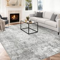 Teppich 240x300 cm grau weiss waschbar rutschfest
