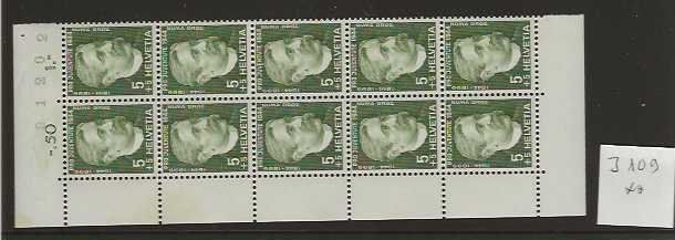 Alle Briefmarken: timbre Pro Juventute J109 ** bande de 10 – Neu (gemäss Beschreibung) aus Sorvilier von carose01