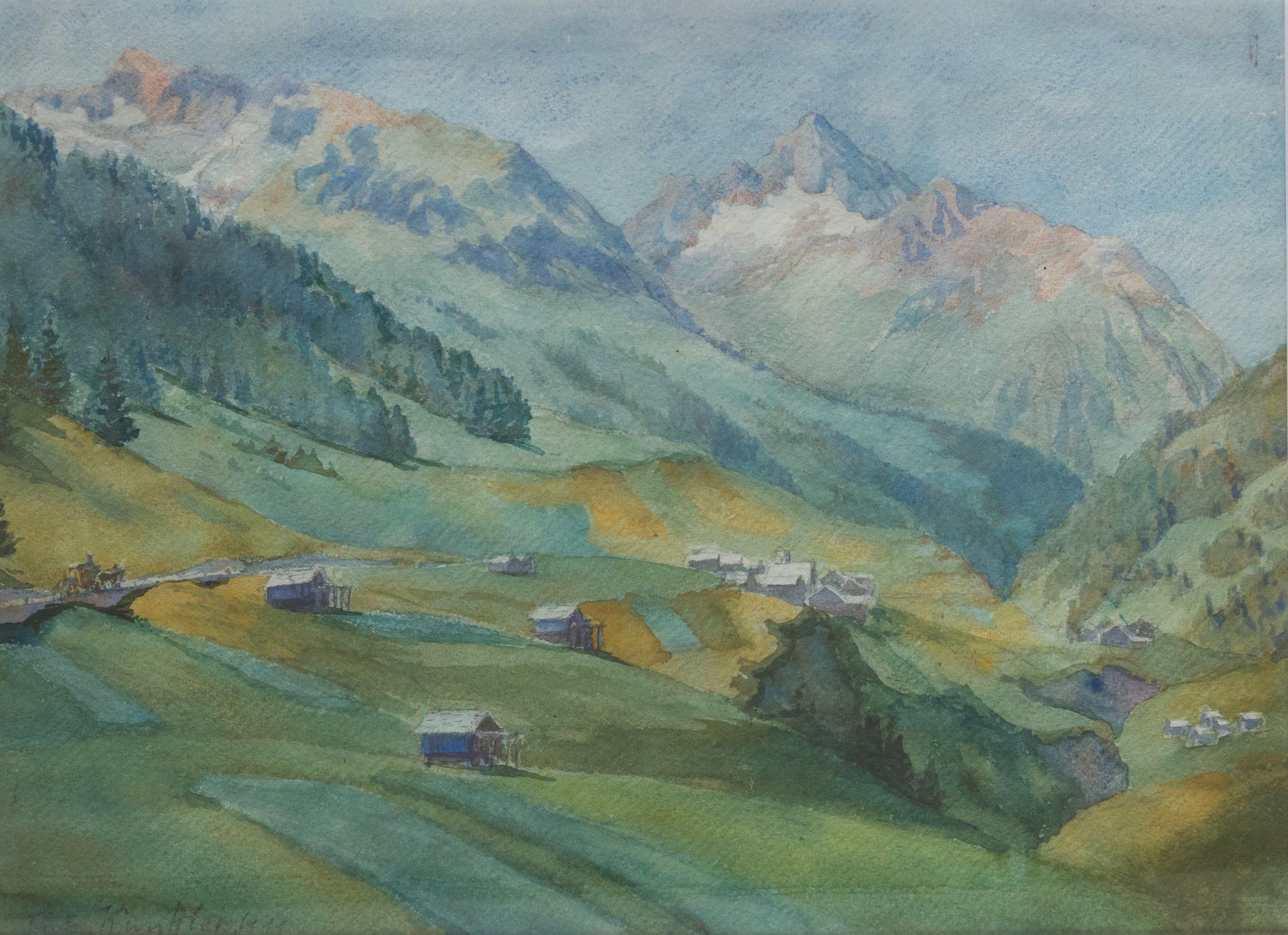 Dipinti: Fritz Kunkler, Aquarell Berglandschaft – Usato da Hagenbuch ZH venduto da Consus