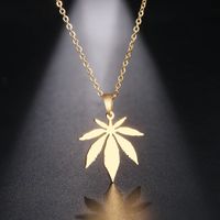 Edelstahl Halskette mit Hanf Anhänger in GOLD