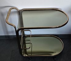 Vintage Servierwagen, Teewagen, Barwagen, Glas, Goldfarben