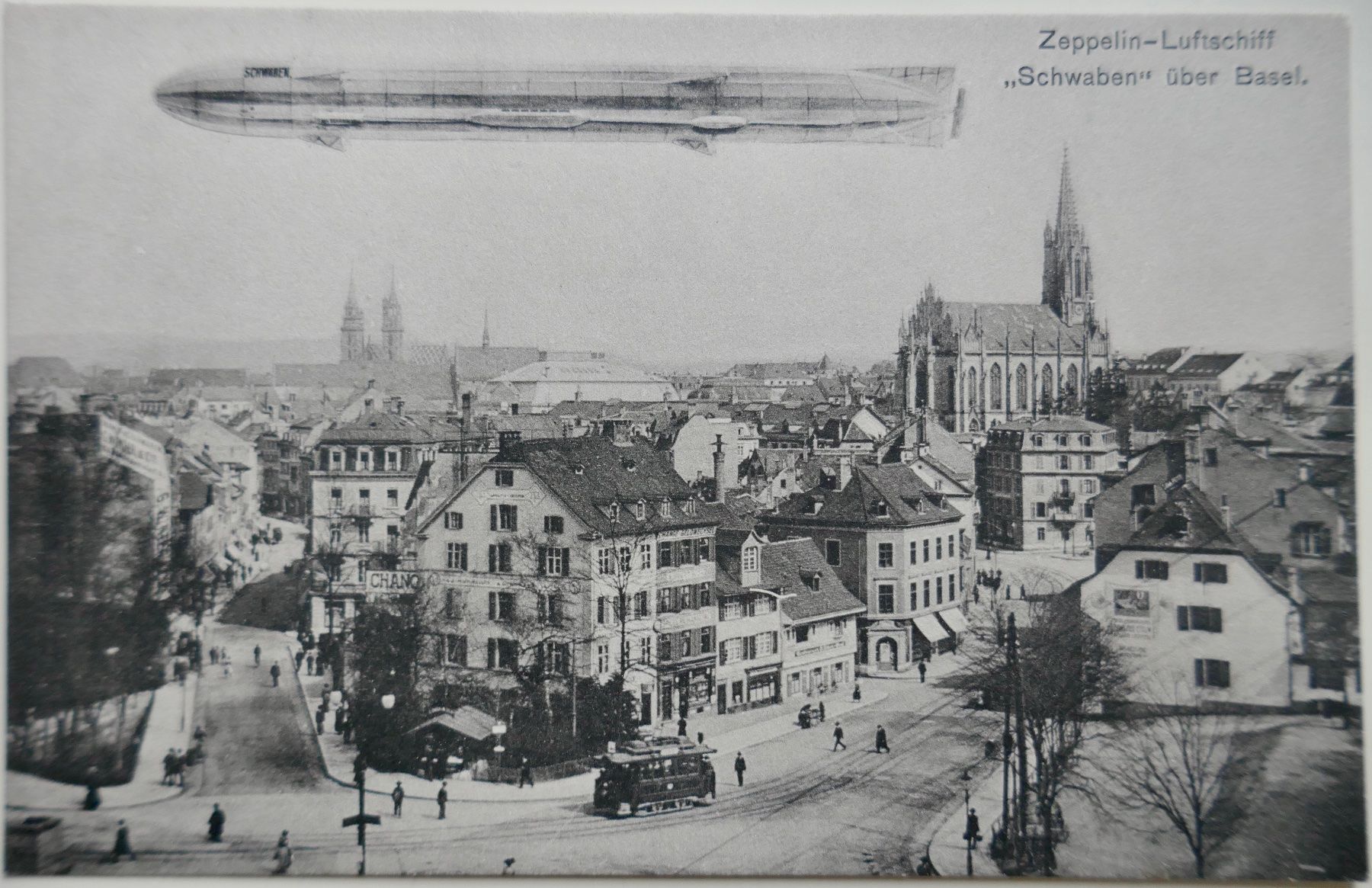 Cartoline postali: Postkarte ungelaufen 1908, Zeppelin-Luftschiff über Basel – Nuovo (secondo la descrizione) da Möhlin venduto da PHILABARTIS