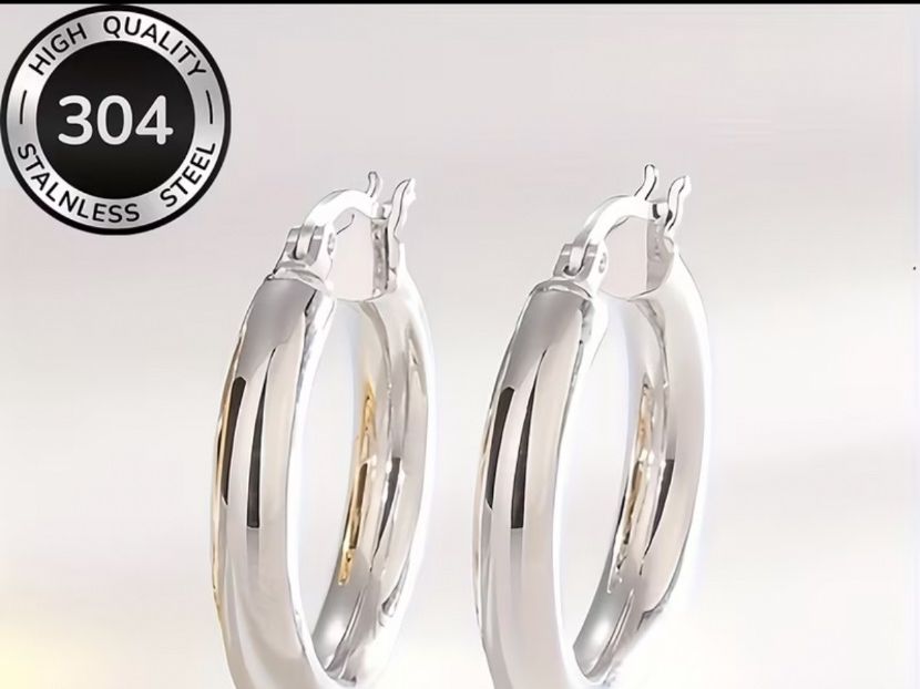 Boucles d'oreille: Luxus Elegante Edelsthal Ohrstecker /Creolen   Silberfarben – Neuf (Voir description) à Biel-Bienne par Roserosse13 3