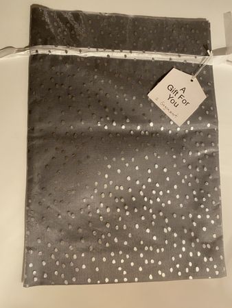 Geschenkbeutel Stoff grau-silber Punkte Ca. 46-32