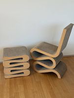 Vitra Wiggle Side Chair & Wiggle Stool Set  Frank Gehry