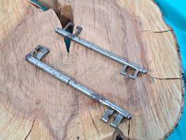 2 schöne antike Doppel Schlüssel, Eisen (LOT2453#TBS1)