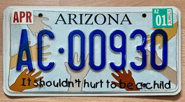 Arizona Autokennzeichen AC-00930 "Kinderschutz" USA
