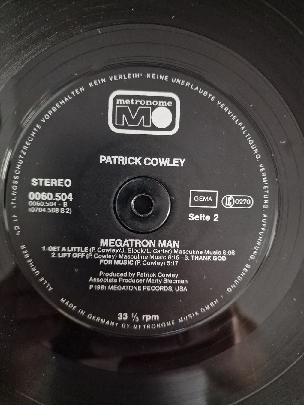 Dischi in vinile: Patrick Cowley - Megatron Man – Usato da Pfaffnau venduto da gunport 2