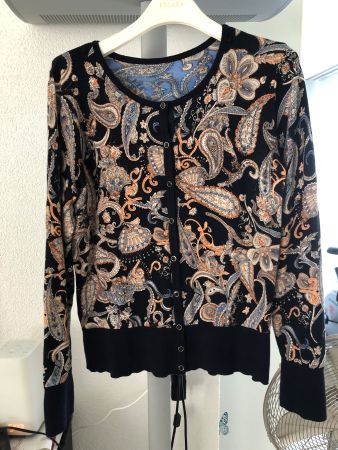 Wende-Cardigan Paisley Muster blau schwarz neuwertig