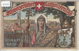 Schweizerischer Katholikentag Sept. 1906 Freiburg - Litho