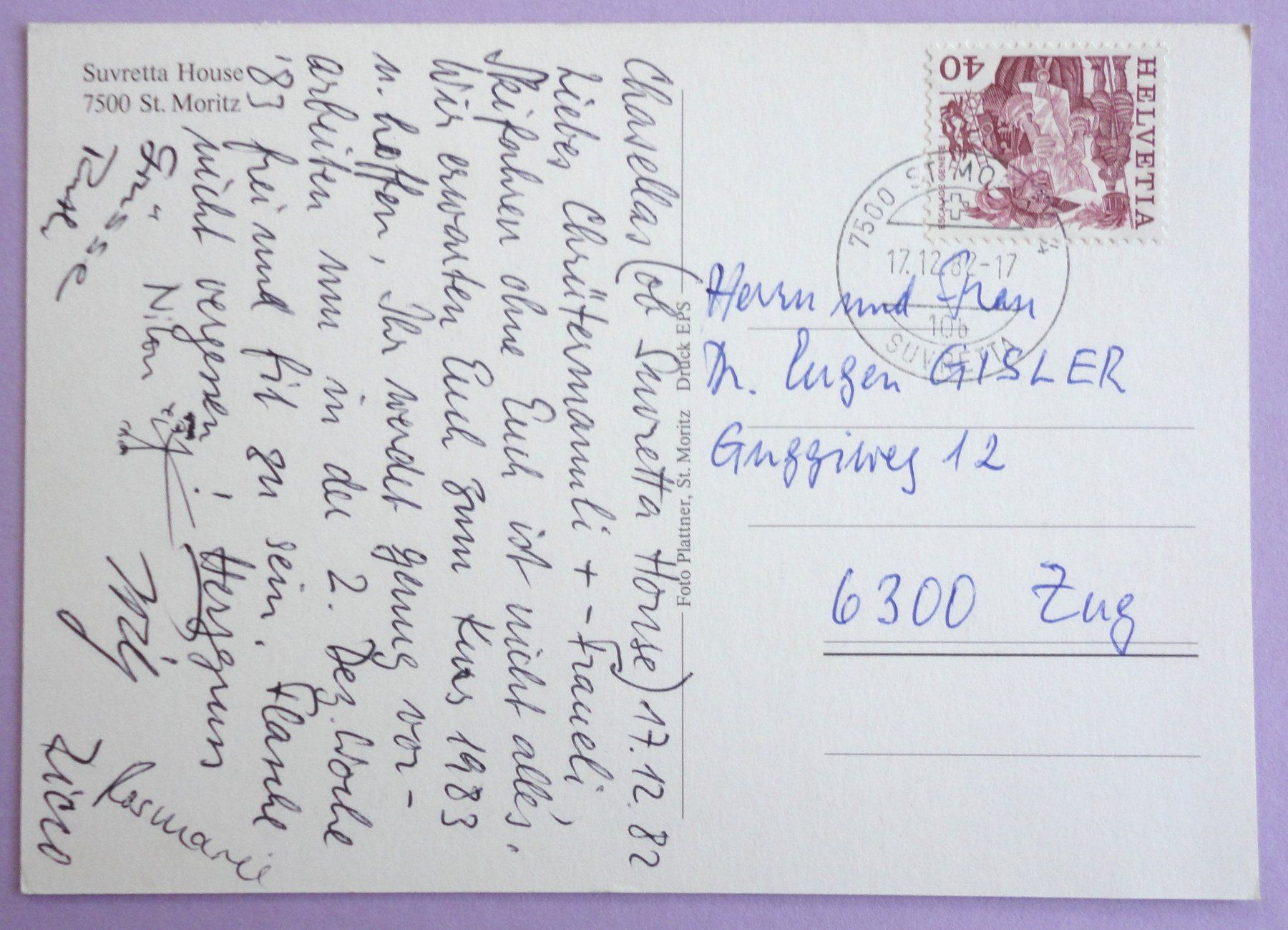 Cartoline postali: Suvretta House, St. Moritz – Usato da Fétigny venduto da Billy2miny 1