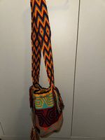 Wayuu Mochila Tasche mit Makramee Trageriemen 