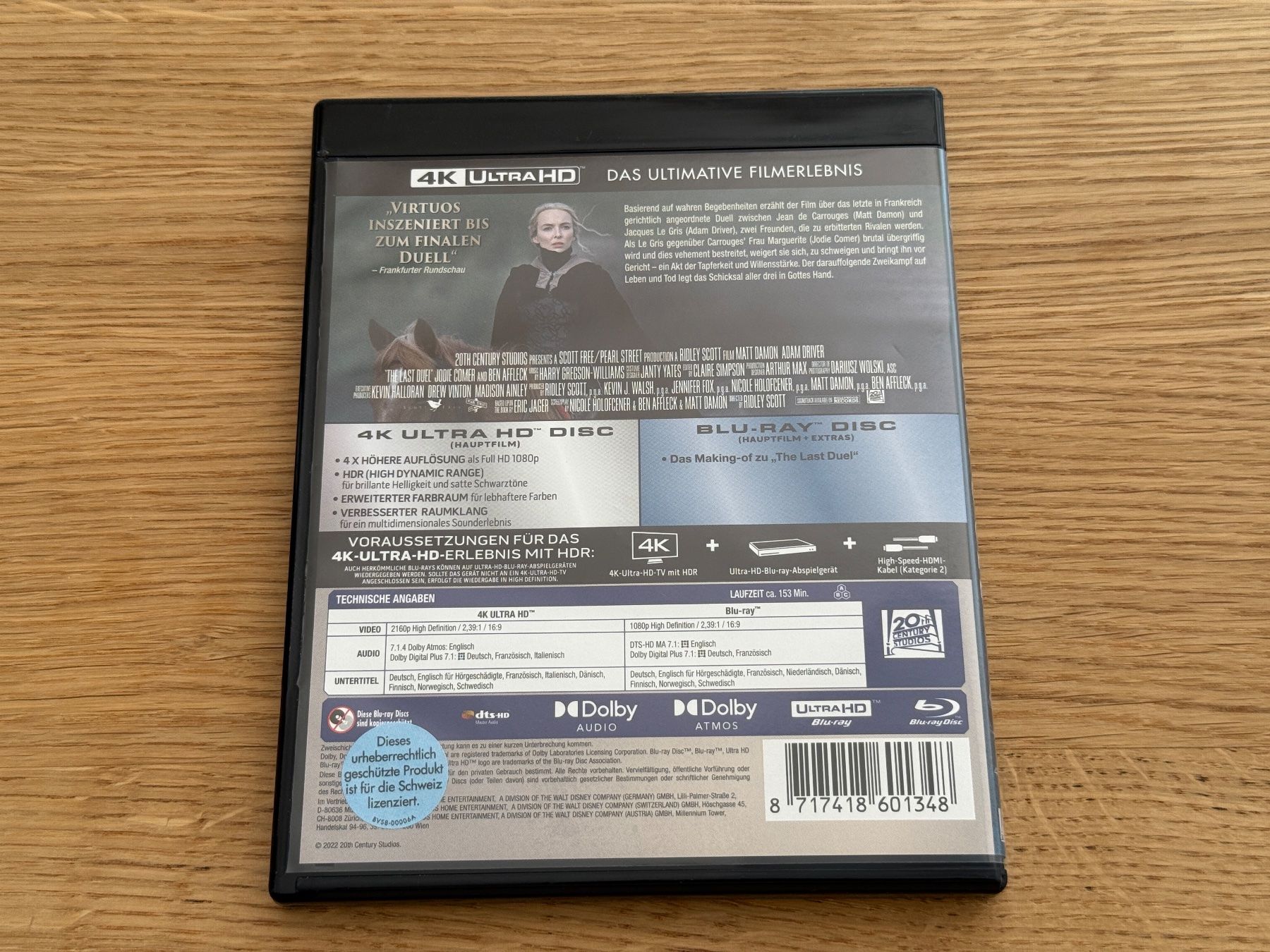 Tutti i DVDs: The Last Duel - 4K UHD Blu-Ray – Usato da Wallisellen venduto da Art_Vendorlay 1