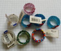 Ring Set, 8 Vintage Rocailles Ringe auf Spiraldraht, Schmuck