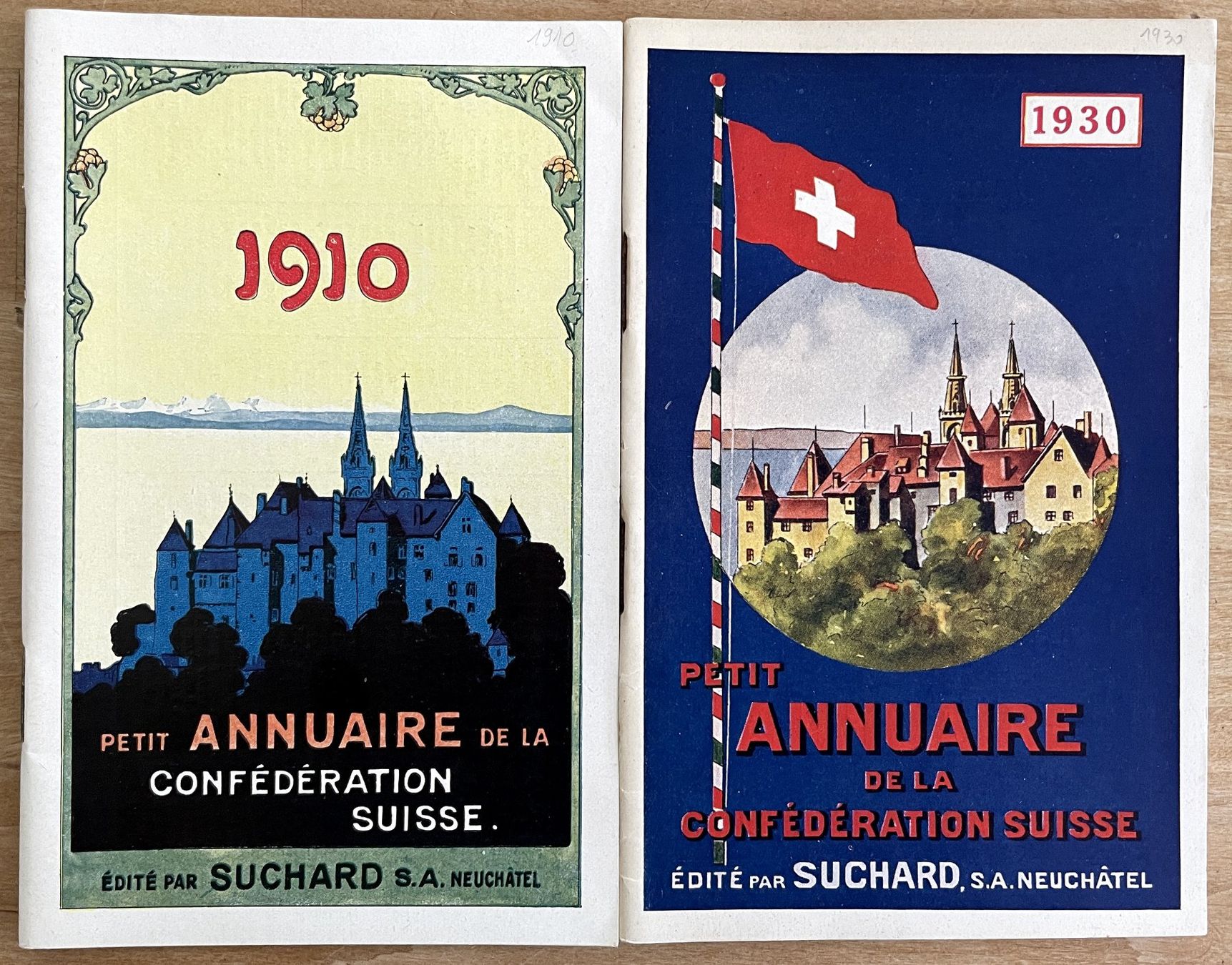 Grafica & Litografie: Suchard - 2 Kleiner Schweizerischer Staats Kalender 1910/30 – Usato da Savagnier venduto da Ne2065