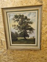 Gemälde von E.Voigth mit Baum Motiv im goldenen Rahmen