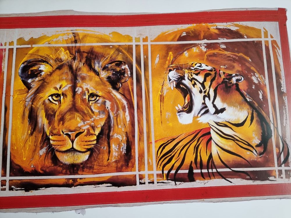ROLF KNIE TIGER UND LÖWEN GRAFIK GRÖSSE 100X50CM ZUSTAND GUT 5
