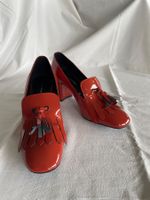 Edle orangerote Lackpumps Gr. 39 mit Quasten - Herbstschuhe!