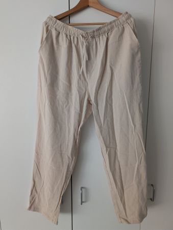 XL Leinenhose beige elastischer Bund mit Kordelzug neu