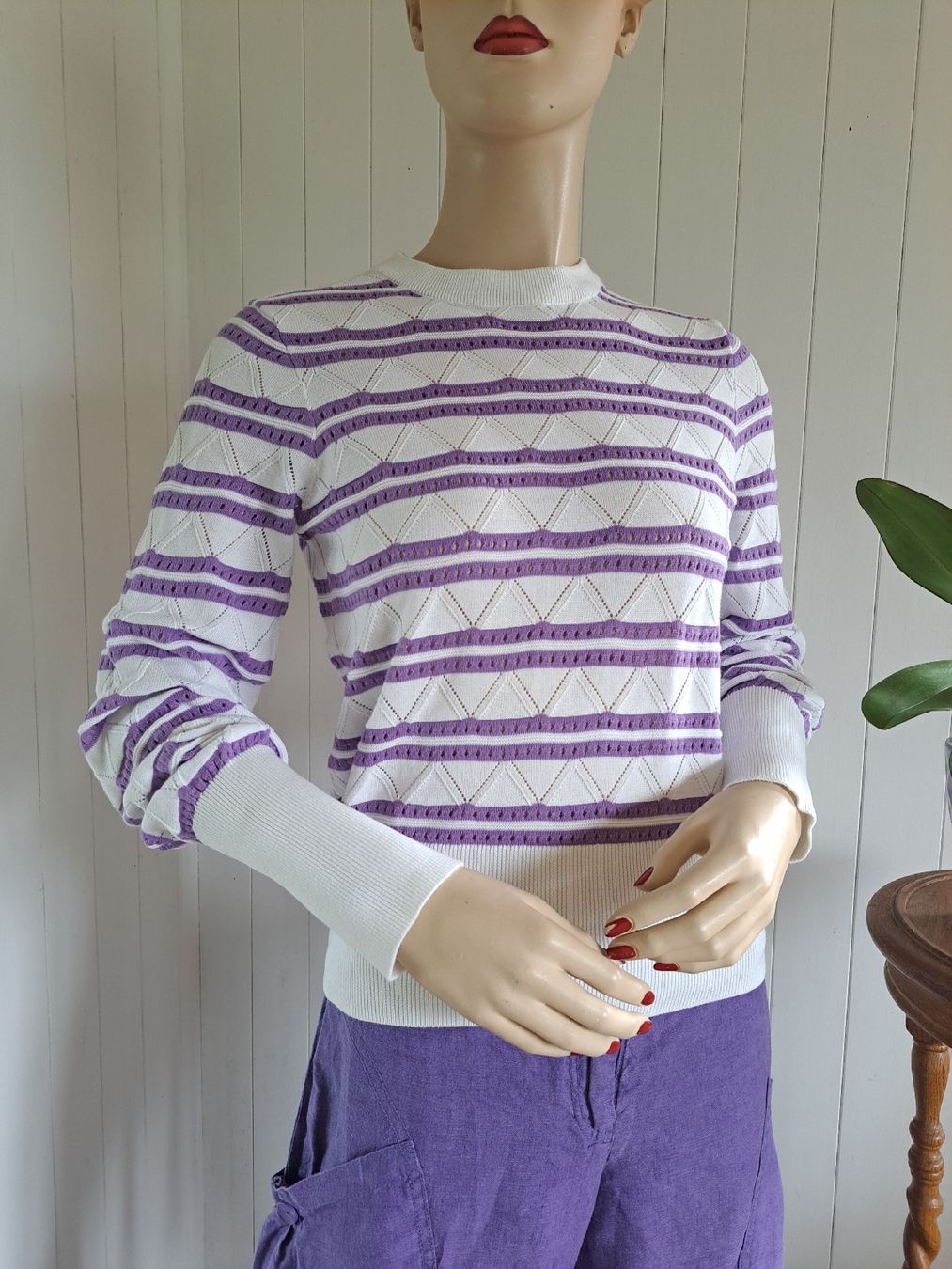 Esprit Maglioni & Felpe: EDC ESPRIT Feinstrick gestreift Pullover Pulli S 36 y2k lila – Usato da Mollis venduto da Fauchi99
