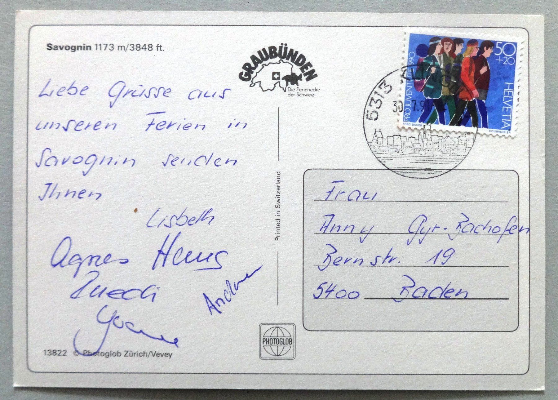 Cartes postales: Savognin 1173 m – D'occasion à Fétigny par Billy2miny 1