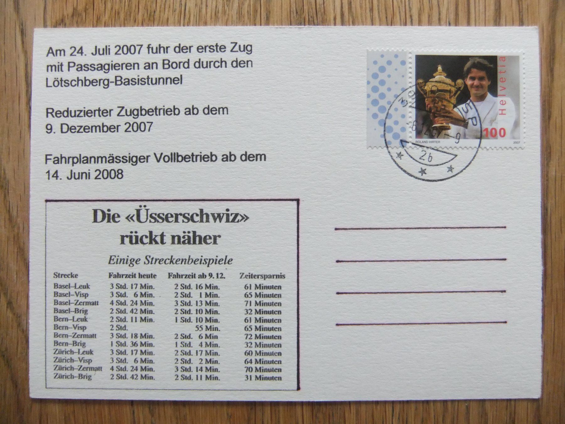 Cartes postales: BLS Lötschberg-Basistunnel 6.12.2007 – D'occasion à St. Niklaus VS par wunschlos54 1