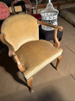 Eleganter Armlehnstuhl / Fauteuil im Barock-Look, beige-gold