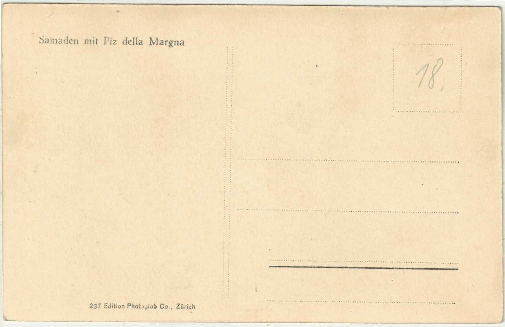 Cartoline postali: Samaden mit Piz della Margna – Usato da Ettingen venduto da Kartenplanet 1