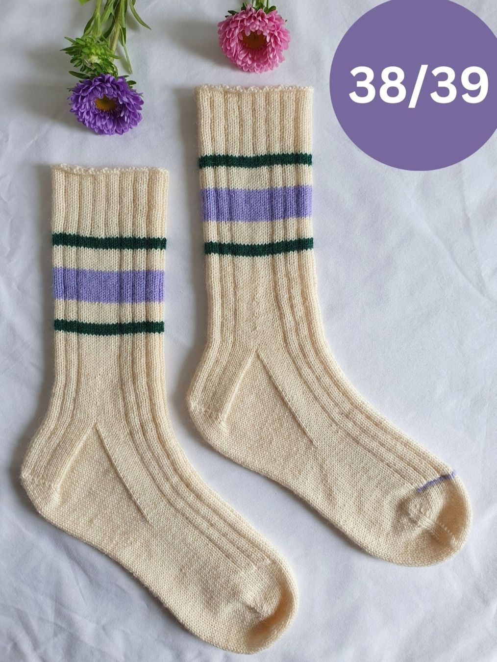 Calze: Handgestrickte Socken, Gr. 38/39, Wollsocken, Geschenk – Nuovo e nell'imballaggio originale da Neunkirch venduto da Sandramay