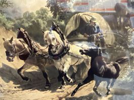 Rudolf Koller Kunstdruck "Botenwagen im Hohlweg" 1855,