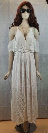ZEBRA V-Schnitt Schulterfreies Maxikleid Weiss Gr. S/L