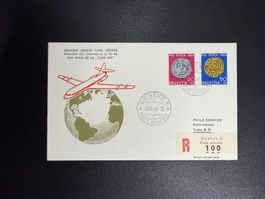 Swissair Erstflugbrief Genf - Tunis 1964