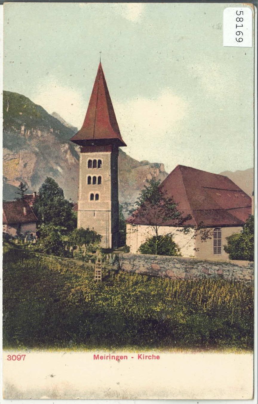 Cartoline postali: Meringen - Kirche - Litho – Usato da Ettingen venduto da Kartenplanet