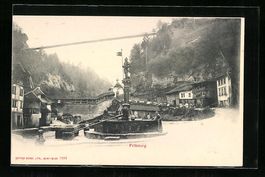 AK Fribourg, Strassenpartie mit Brunnen