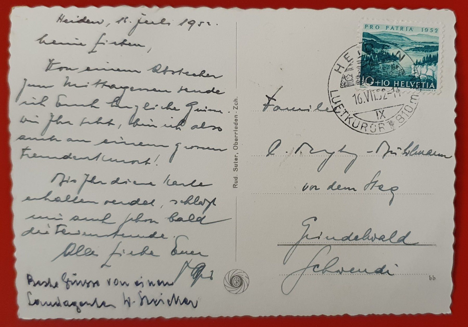 Cartoline postali: Heiden 1952 – Usato da Kreuzlingen venduto da Rschweiz1 1