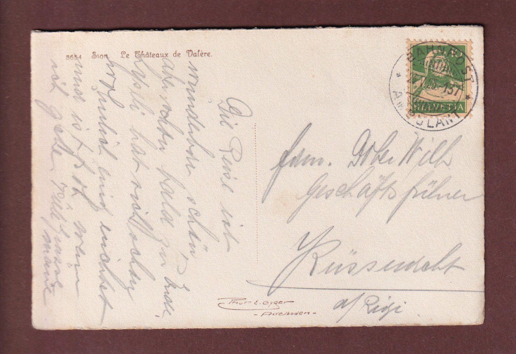 Cartoline postali: SION - Valère - 1925 E. Gyger – Usato da Pully venduto da nicecards-shop 1