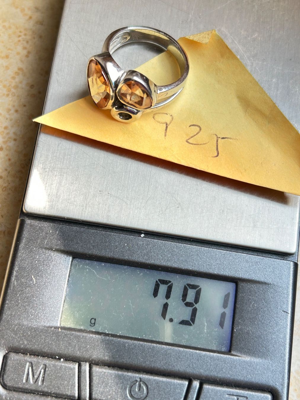 Anelli: Schicker Silberring mit Orangen-Steinen (Grösse 56) – Usato da Laufen venduto da belleskulptur 8