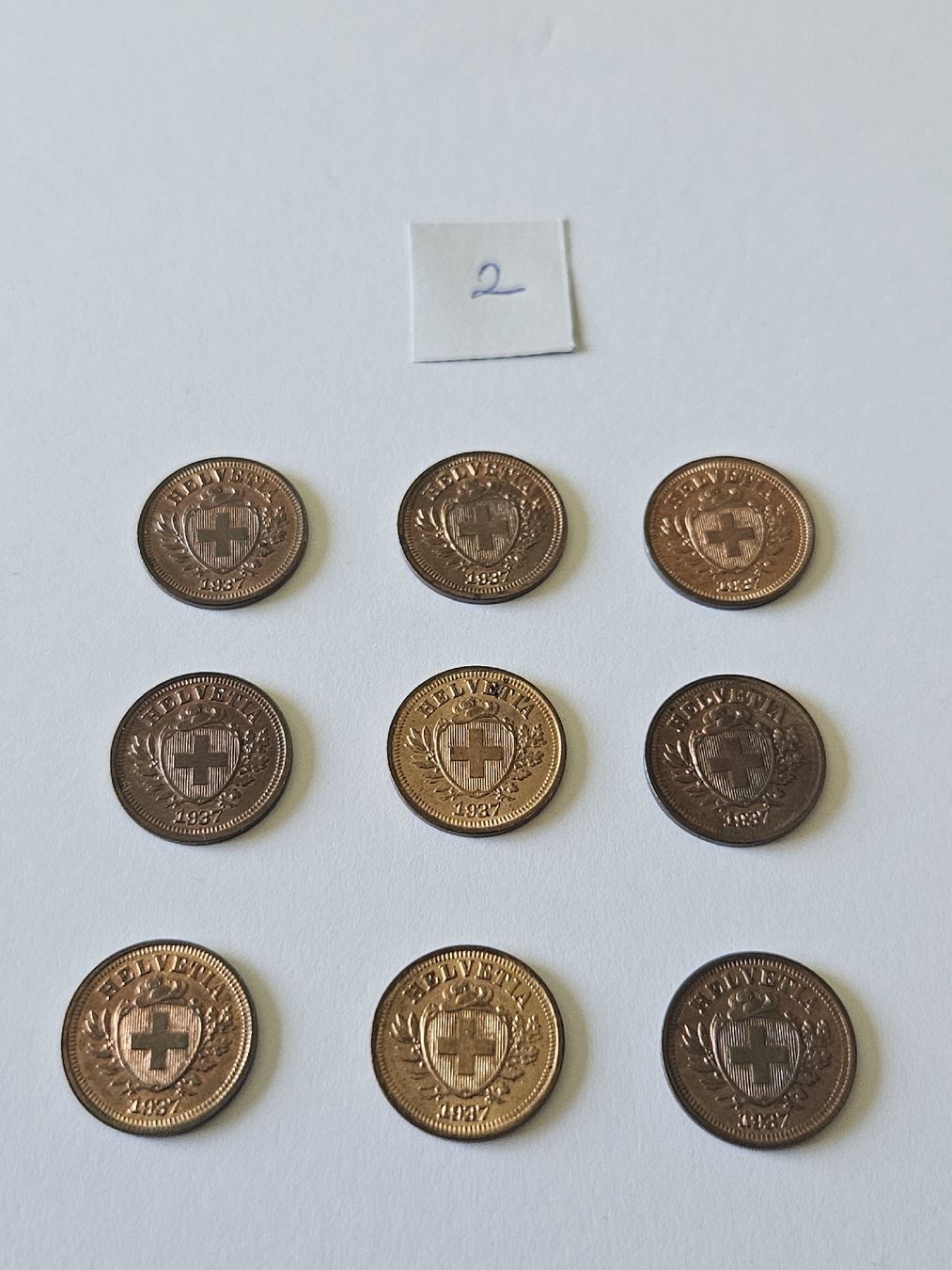 Tutti le monete: 1 Rappen 1937, 9 stk. – Usato da Pfäffikon ZH venduto da Melibol 1