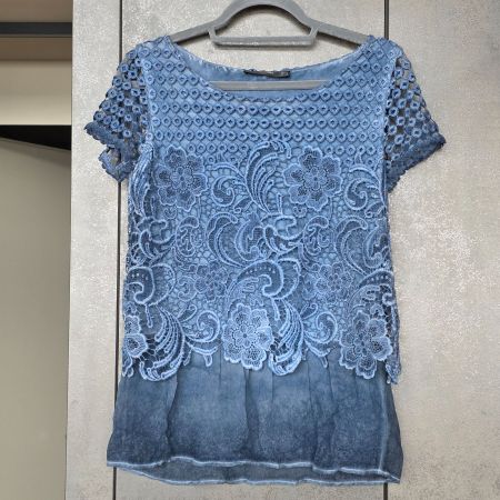 🐸 HALLHUBER SEIDEN TOP BLUSE OBERTEIL MIT SEIDE UND SPITZE