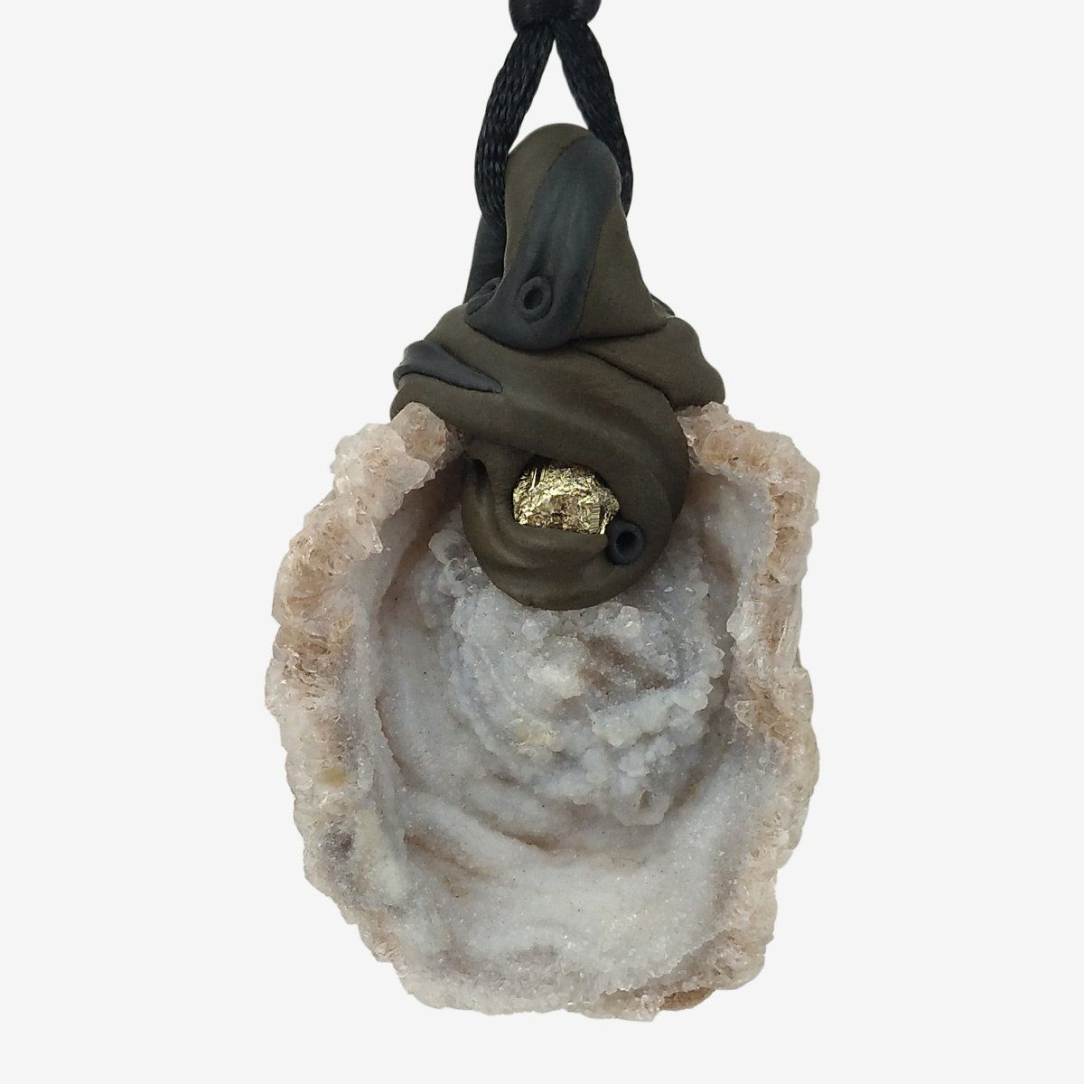 Minerali & Pietre curative: Chalcedon Stein Anhänger (Chalcedon Rose) mit Pyrit – Nuovo e nell'imballaggio originale da Meilen venduto da Kaleidoskopia