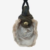 Chalcedon Stein Anhänger (Chalcedon Rose) mit Pyrit
