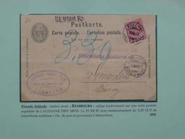 1897: Attr. Chocolat-SUCHARD-Karte von LAUSANNE +REMBOURS