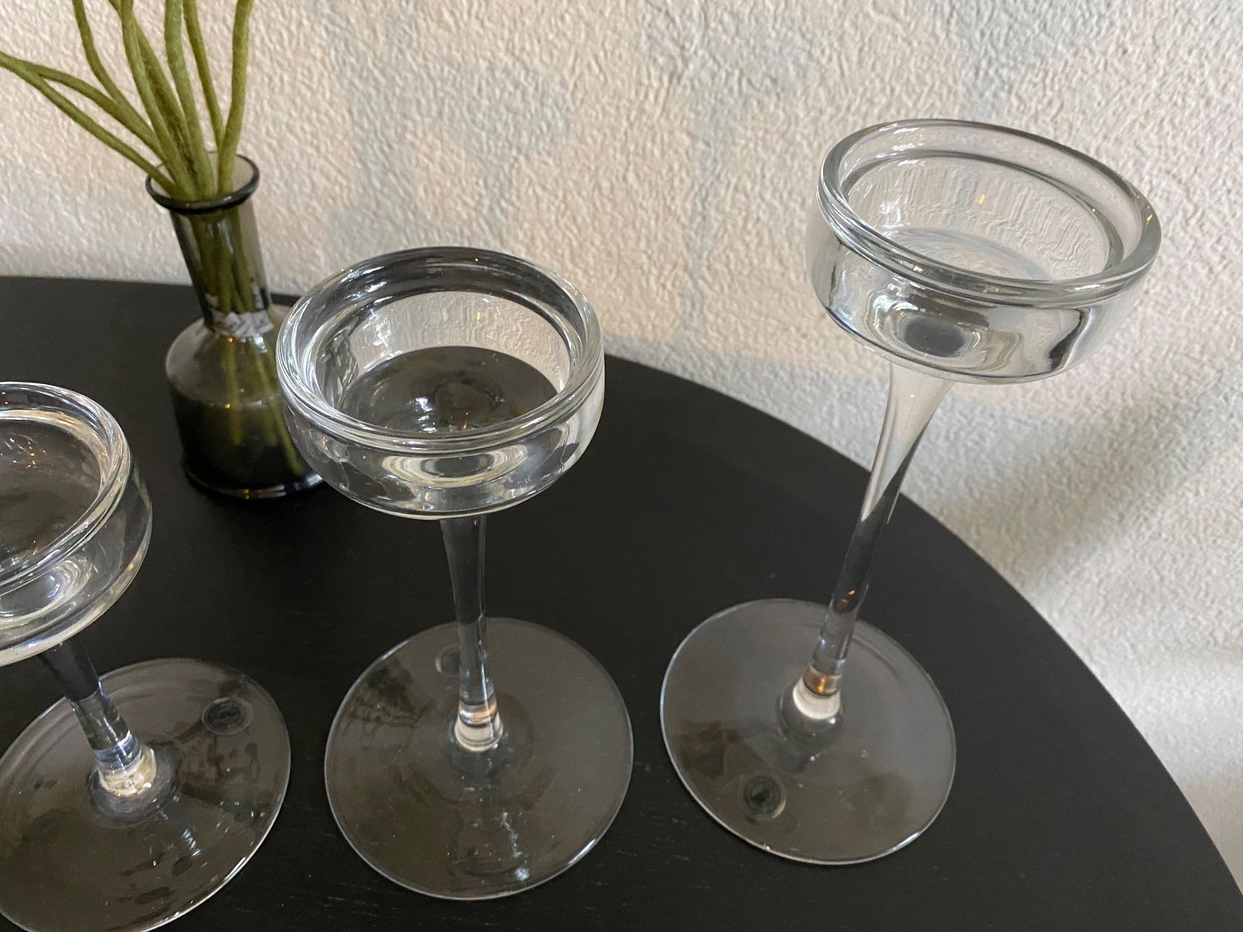 Portacandele: 3 hohe Kerzenständer aus Glas – Usato da Spiegel b. Bern venduto da corn2009 1