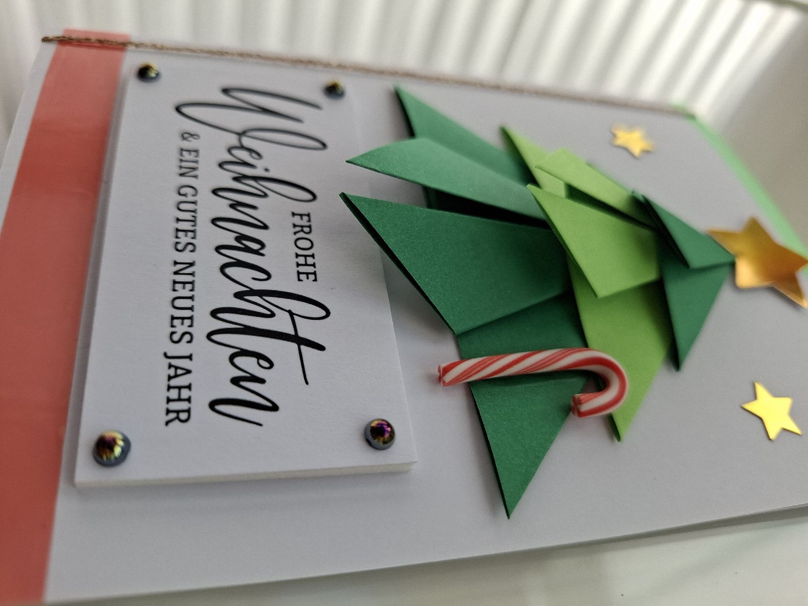 Karten: 3x Weihnachtskarten handgemacht Tannenbaum 3D Effekt – Neu und originalverpackt aus Winterthur von -.S.B.- 2