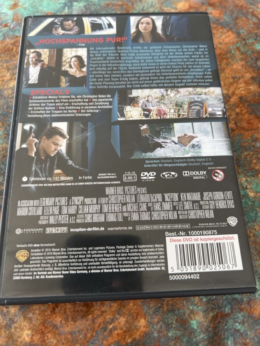 Tutti i DVDs: Inception DVD - Leonardo DiCaprio - Christopher Nolan - Top  – Usato da Egolzwil venduto da cariaschi 1