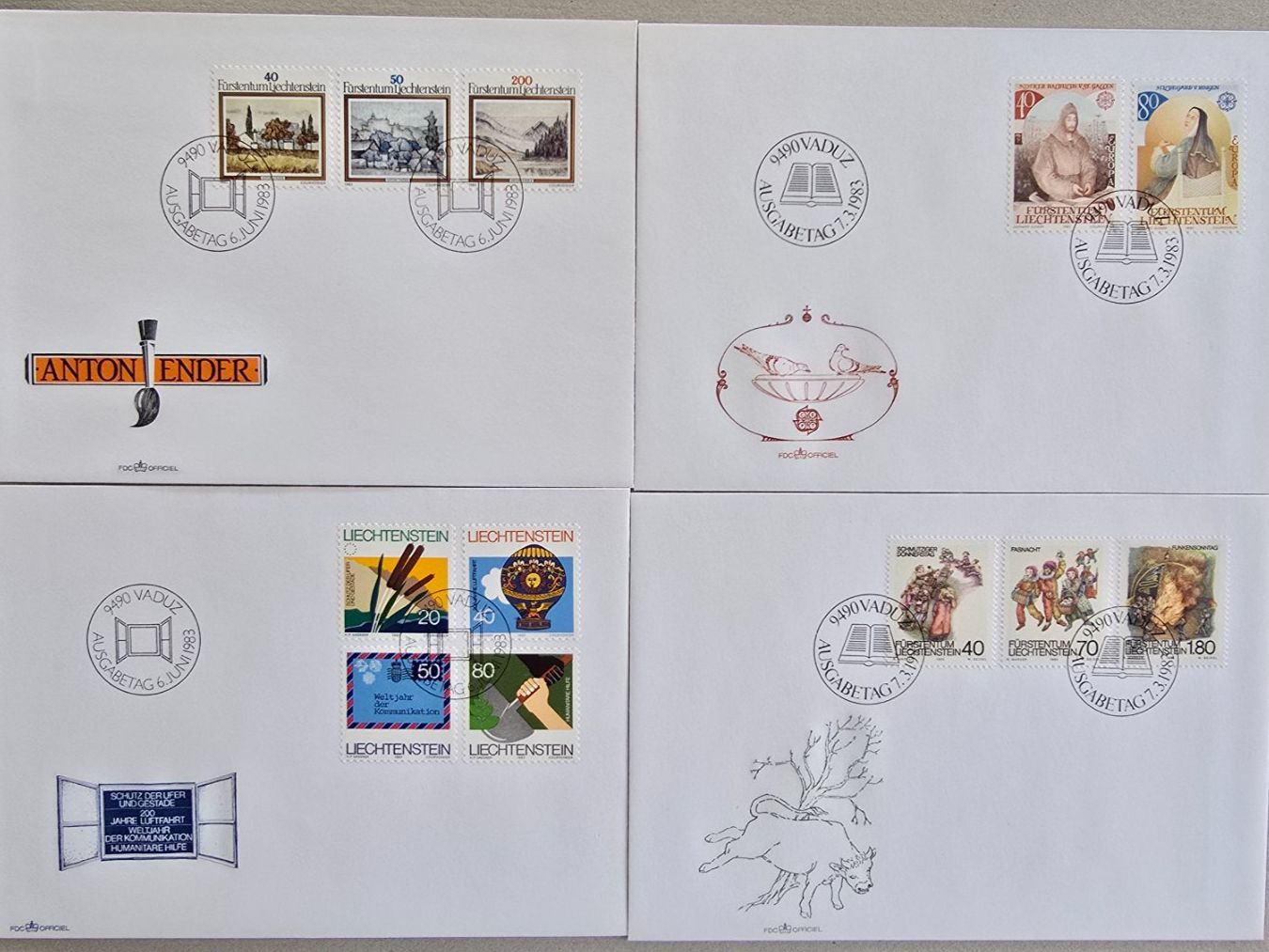 Tutti i francobolli: 27 FDC Liechtenstein, und einige philatelistische Objekte – Usato da Schwyz venduto da Danyclau 6