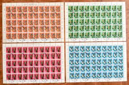 Pro Juventute 1970 Serie im Bogen mit  ET-ʘ und Gummi **